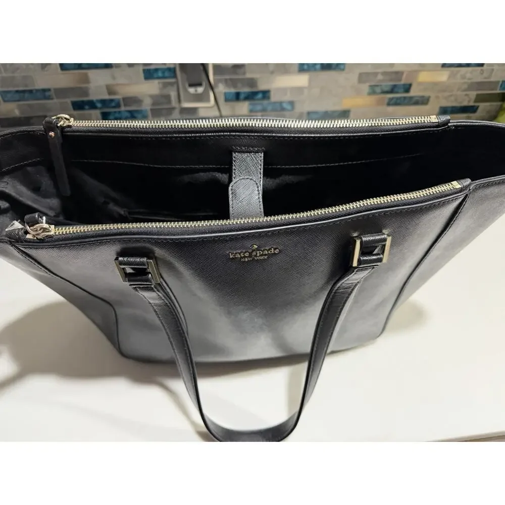 Kate Spade Newbury Lane Briar Saffiano Leather XL Tote Black Gold